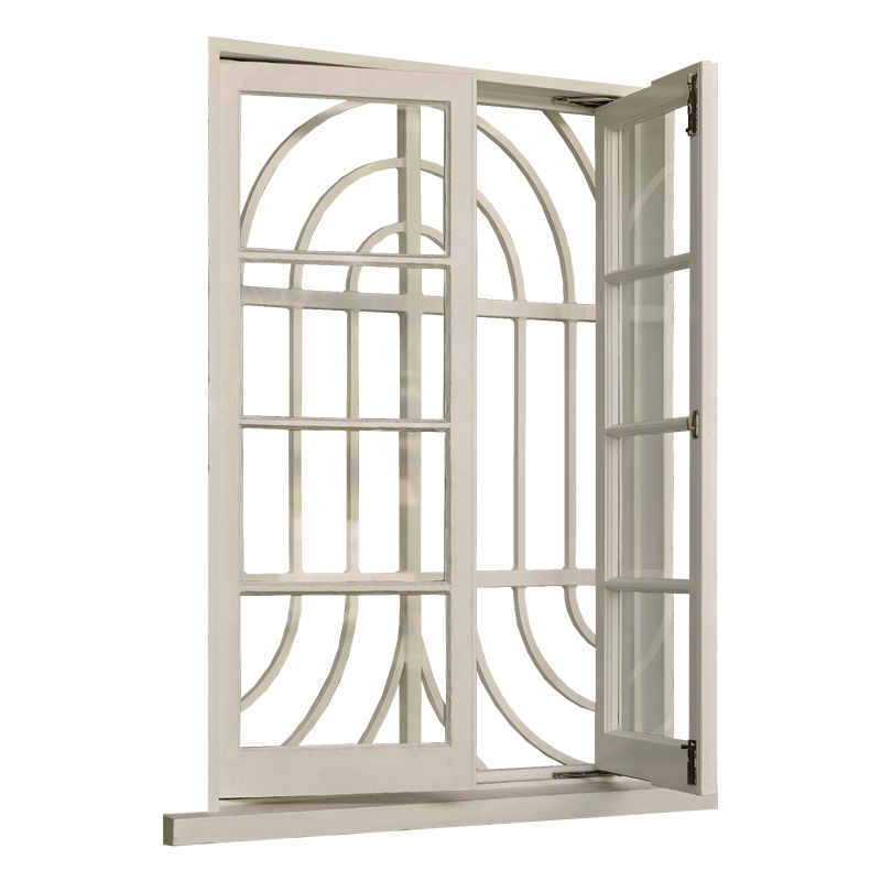Timber window ornametal structure.